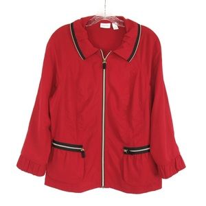 CHICO’S ZENERGY Red Zip Front Jacket 3/4 Sleeves Women’s Size Medium